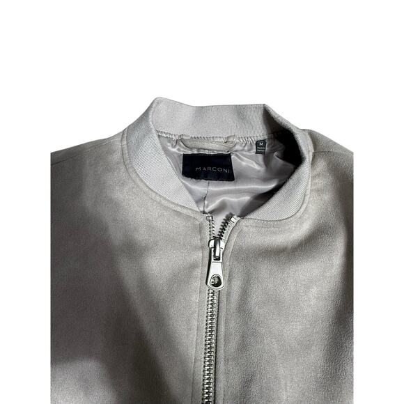 Marconi Men's Faux Suede Bomber Jacket Coat- Size Medium Old Money Quiet Luxury - Picture 3 of 6